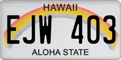HI license plate EJW403