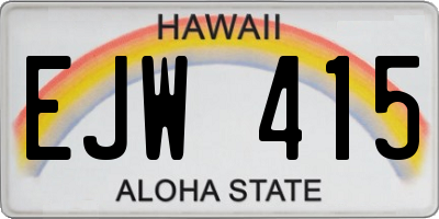 HI license plate EJW415