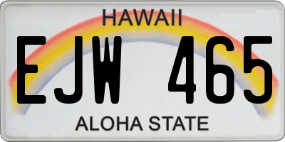 HI license plate EJW465