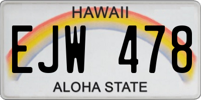 HI license plate EJW478
