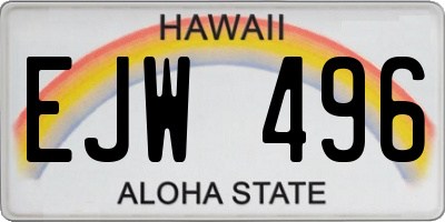 HI license plate EJW496