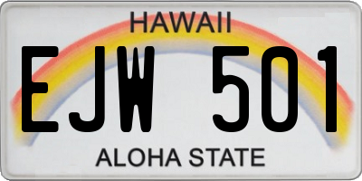 HI license plate EJW501