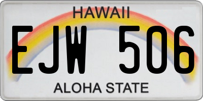 HI license plate EJW506