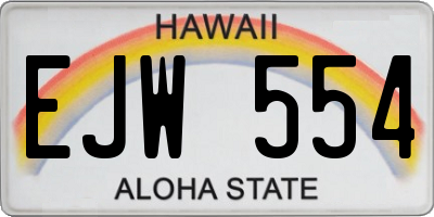 HI license plate EJW554