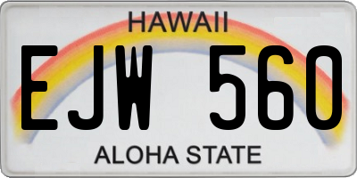 HI license plate EJW560