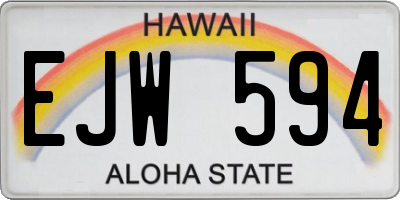 HI license plate EJW594