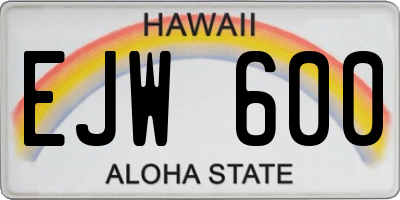 HI license plate EJW600