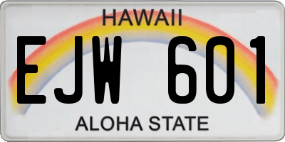 HI license plate EJW601