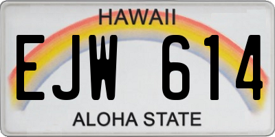 HI license plate EJW614
