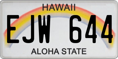 HI license plate EJW644