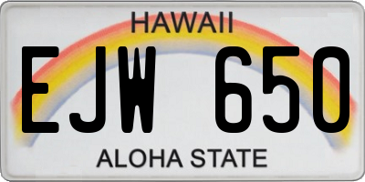 HI license plate EJW650