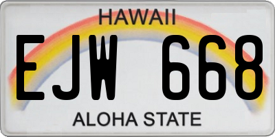 HI license plate EJW668