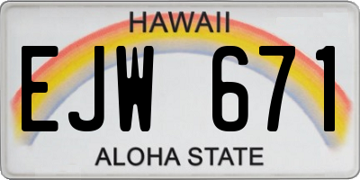 HI license plate EJW671