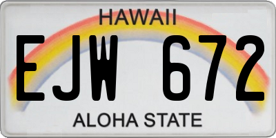 HI license plate EJW672