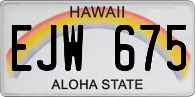 HI license plate EJW675