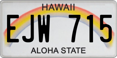 HI license plate EJW715