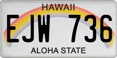 HI license plate EJW736