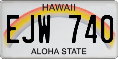 HI license plate EJW740