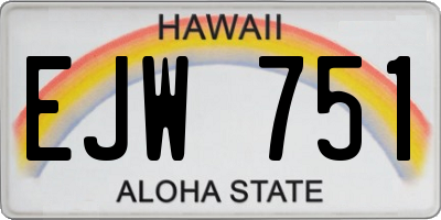 HI license plate EJW751