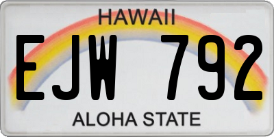 HI license plate EJW792