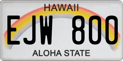 HI license plate EJW800