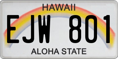 HI license plate EJW801