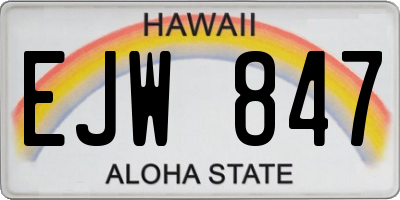 HI license plate EJW847