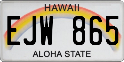 HI license plate EJW865