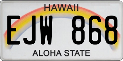 HI license plate EJW868