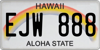 HI license plate EJW888