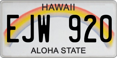 HI license plate EJW920