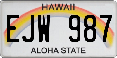 HI license plate EJW987