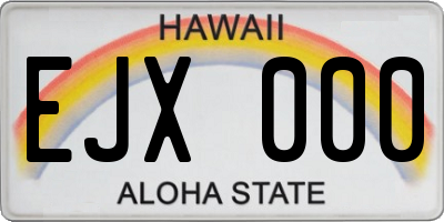 HI license plate EJX000