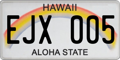 HI license plate EJX005