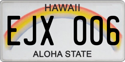 HI license plate EJX006