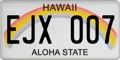 HI license plate EJX007