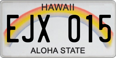HI license plate EJX015