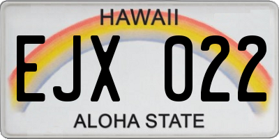 HI license plate EJX022