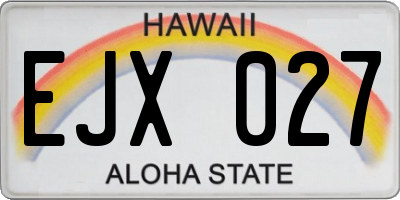 HI license plate EJX027