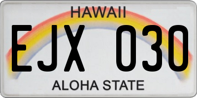 HI license plate EJX030