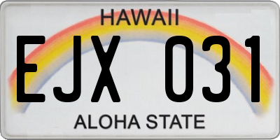HI license plate EJX031