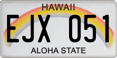 HI license plate EJX051