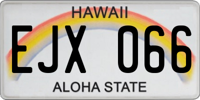 HI license plate EJX066