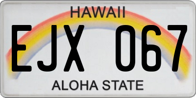 HI license plate EJX067