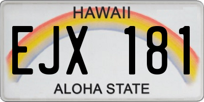 HI license plate EJX181