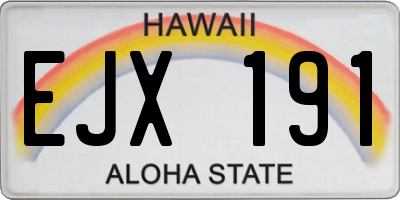 HI license plate EJX191