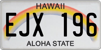 HI license plate EJX196