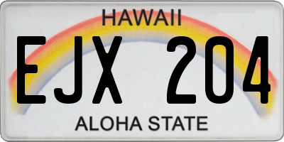 HI license plate EJX204