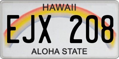 HI license plate EJX208