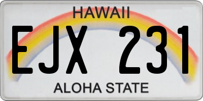 HI license plate EJX231